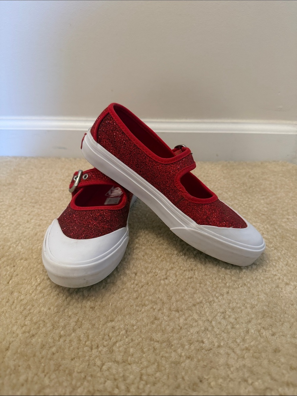 Kids Vans Red Glitter Mary Jane Sneakers - worn 2x very light signs of wear